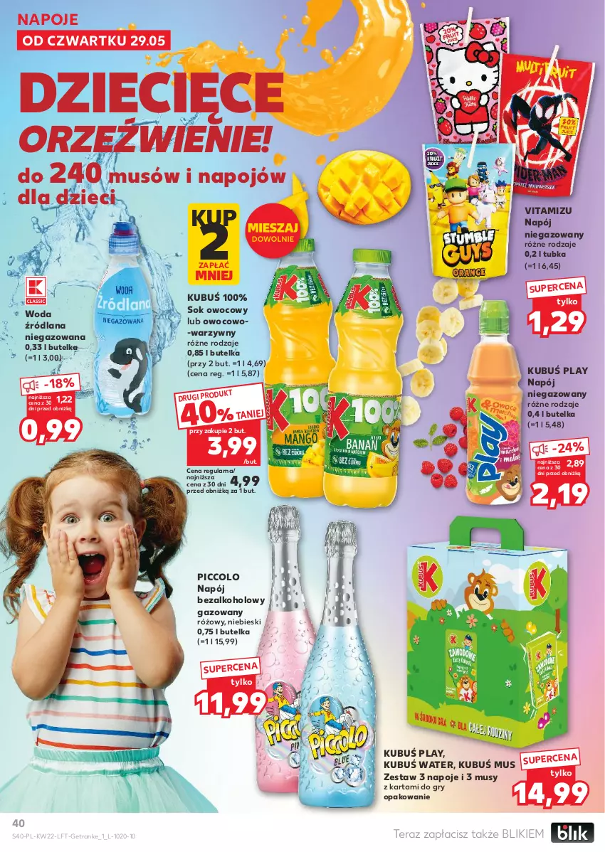 Gazetka promocyjna Kaufland - Gazetka tygodnia - ważna 29.05 do 04.06.2025 - strona 40 - produkty: Dzieci, Gry, Kubuś, LANA, Mus, Napój, Napój bezalkoholowy, Napój niegazowany, Napoje, Sok, Tera, Tran, Woda