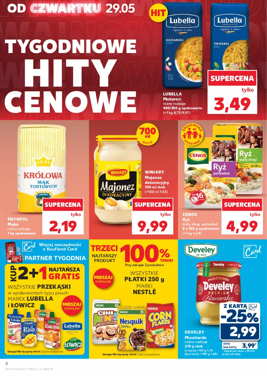 Gazetka promocyjna Kaufland - Gazetka tygodnia - ważna 29.05 do 04.06.2025 - strona 6 - produkty: Bell, Bella, Cenos, Gra, Lubella, Majonez, Mąka, Makaron, Młynpol, Mus, Musztarda, Nestlé, Ryż, Ryż biały, Waga, Winiary