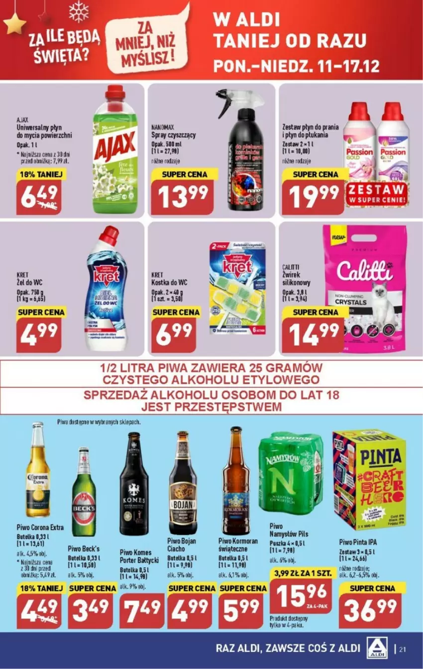 Gazetka promocyjna Aldi - ważna 11.12 do 17.12.2023 - strona 14 - produkty: Ajax, Corona Extra, Fa, Kostka do wc, Kret, Nanomax, Piwa, Piwo, Płyn do płukania, Płyn do prania