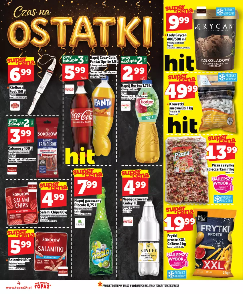 Gazetka promocyjna Topaz - Gazetka - ważna 12.02 do 18.02.2026 - strona 4 - produkty: Fa, Kiełbasa, Krewetki, Pekpol, Salami, Top