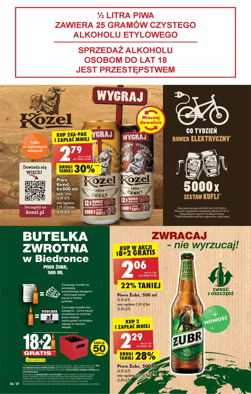 Gazetka promocyjna Biedronka - W tym tygodniu P - ważna 19.09 do 24.09.2022 - strona 46 - produkty: Fa, Gra, Kozel, Olej, Piwo, Rower, Rower elektryczny