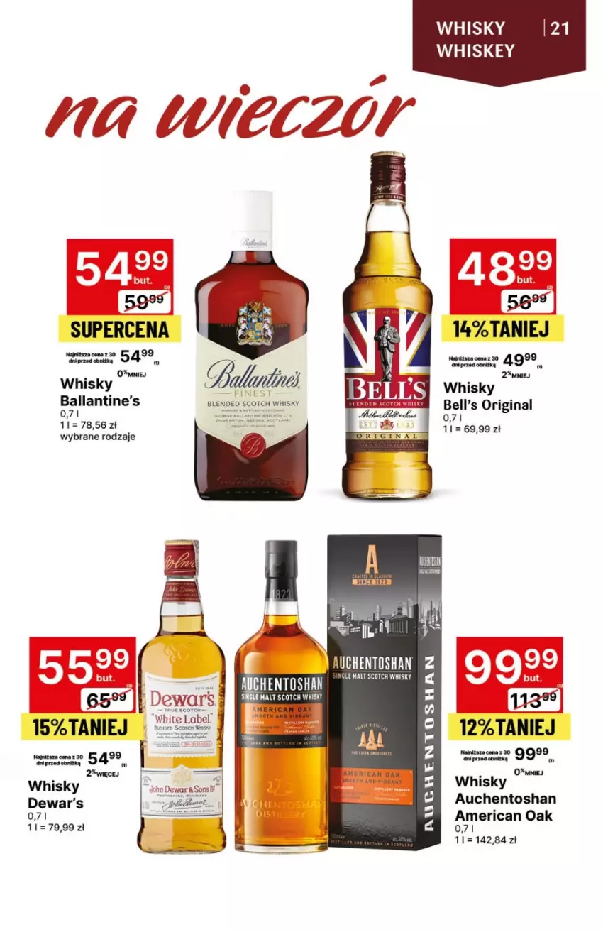 Gazetka promocyjna Delikatesy Centrum - DeliBarek DC46/DC47 - ważna 23.11 do 06.12.2023 - strona 21 - produkty: Ballantine's, Bell, Gin, Whisky