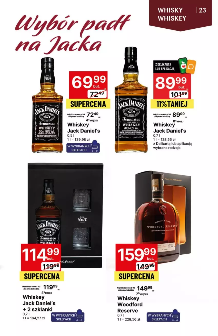 Gazetka promocyjna Delikatesy Centrum - DeliBarek DC46/DC47 - ważna 23.11 do 06.12.2023 - strona 23 - produkty: Jack Daniel's, Lanki, Por, Ser, Whiskey, Whisky