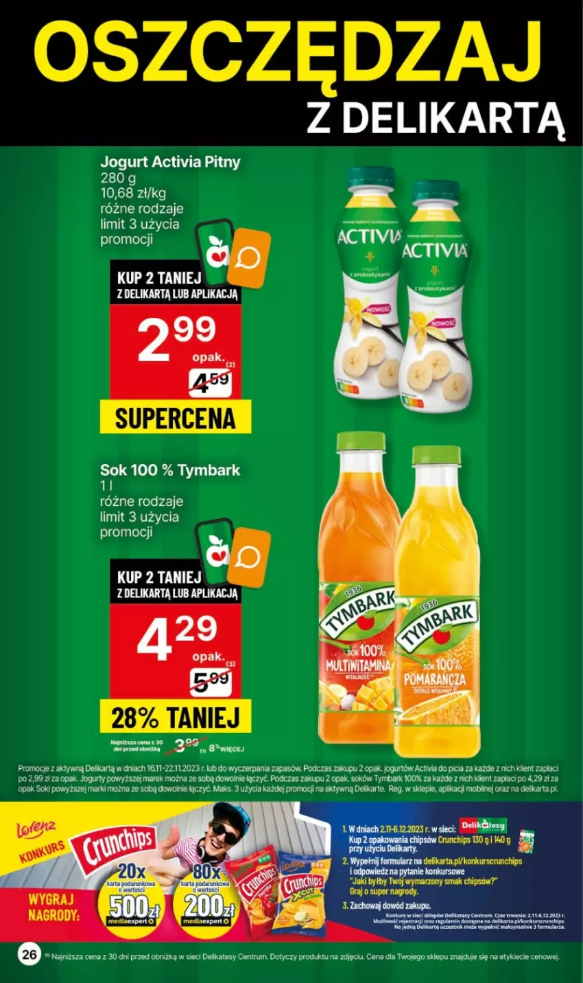 Gazetka promocyjna Delikatesy Centrum - Gazetka DC45 czw-sr - ważna 16.11 do 22.11.2023 - strona 26 - produkty: Activia, Jogurt, LG, Mobil, Rum, Sok, Tymbark