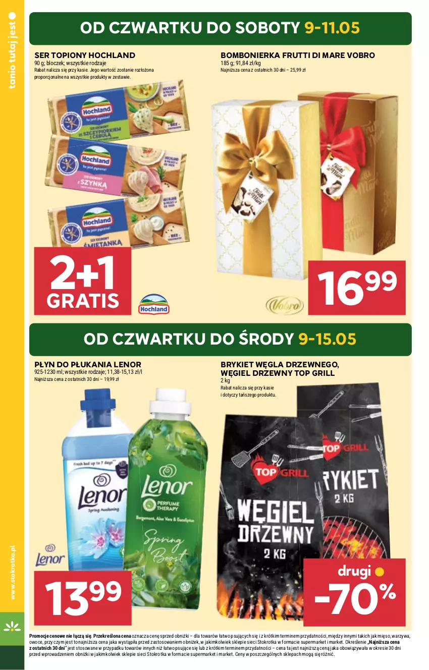 Gazetka promocyjna Stokrotka - Supermarket - ważna 09.05 do 15.05.2024 - strona 4 - produkty: Gra, Grill, Hochland, Lenor, Mięso, Owoce, Płyn do płukania, Por, Ser, Ser topiony, Top, Warzywa, Węgiel drzewny