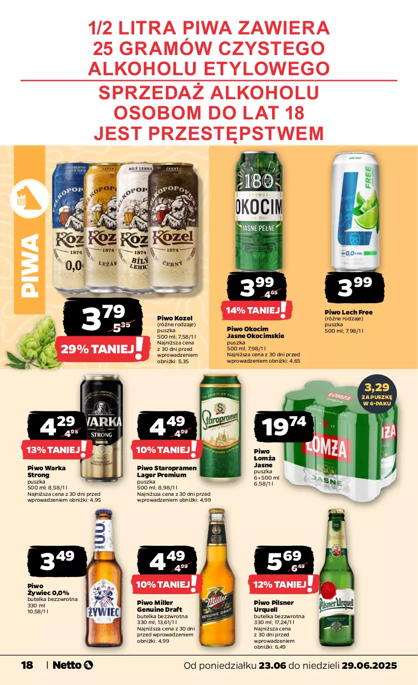 Gazetka promocyjna Netto - Od Poniedziałku - ważna 23.06 do 29.06.2025 - strona 18 - produkty: Gra, Koc, Kozel, Okocim, Pilsner Urquell, Piwa, Piwo, Warka