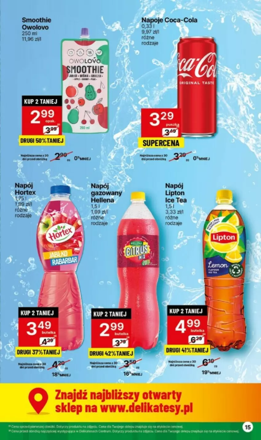 Gazetka promocyjna Delikatesy Centrum - ważna 22.01 do 24.01.2024 - strona 7 - produkty: Coca-Cola, Gin, Hellena, Hortex, Ice tea, JBL, Lipton, Napój, Napoje, Smoothie