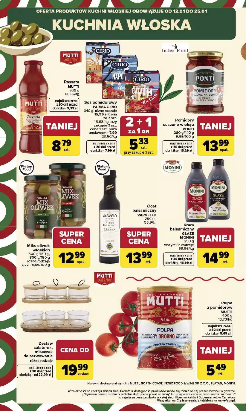 Gazetka promocyjna Carrefour - Gazetka Kuchnia włoska - ważna 12.01 do 25.01.2026 - strona 6 - produkty: Fa, Kuchnia, Monini, Ocet, Olej, Pomidory, Ponti, Ser, Wiko