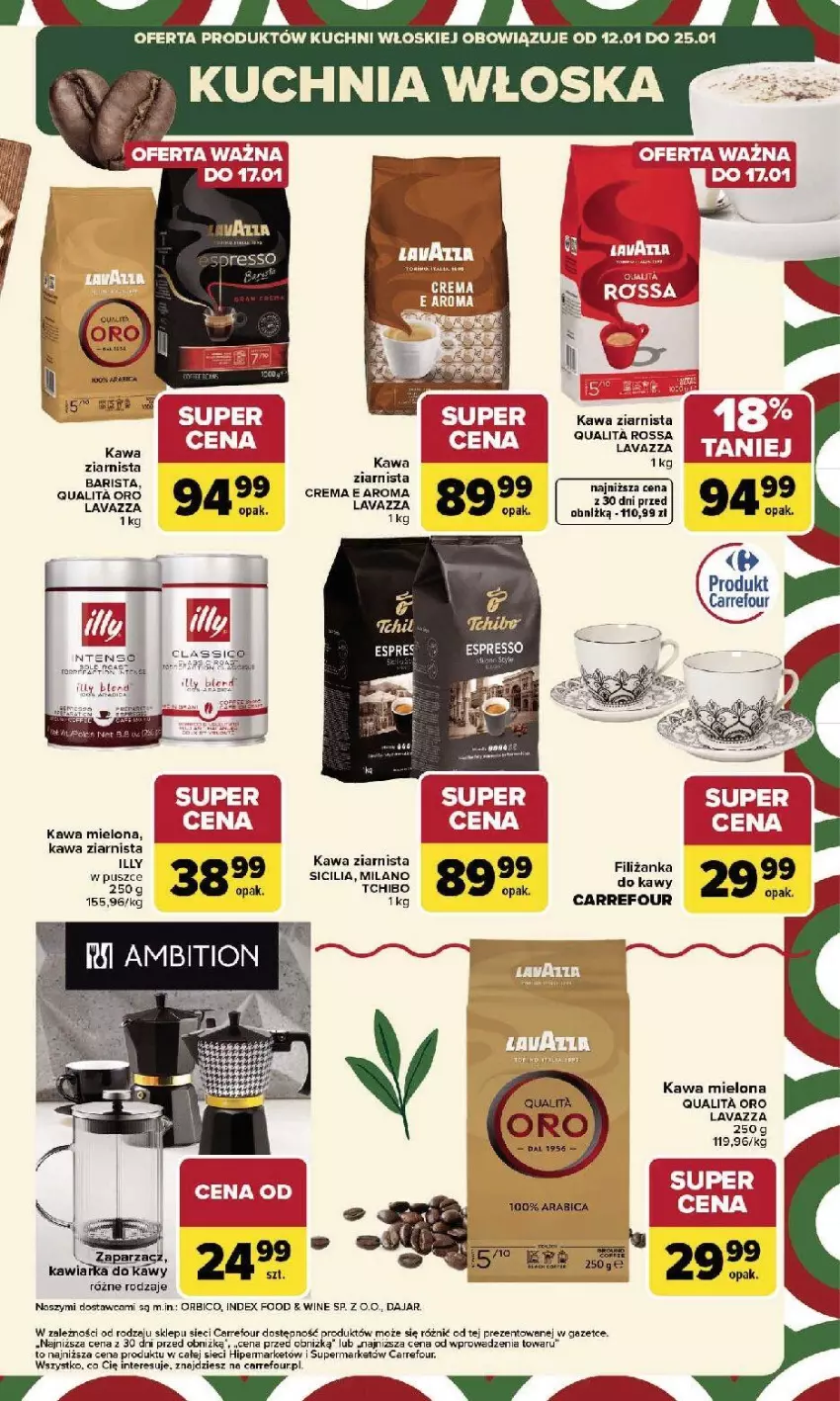 Gazetka promocyjna Carrefour - Gazetka Kuchnia włoska - ważna 12.01 do 25.01.2026 - strona 9 - produkty: BIC, HP, Kawa, Kawa mielona, Kawa ziarnista, Kawiarka, Lavazza, Piwa, Ser, Tchibo, Zaparzacz