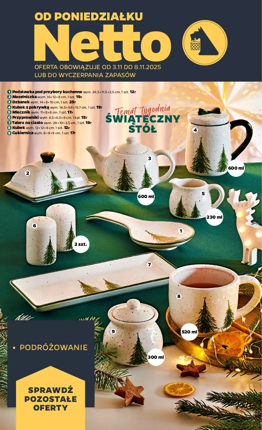 Gazetka promocyjna Netto - Od Poniedziałku Przemysłowa - ważna 03.11 do 08.11.2025 - strona 1 - produkty: Cukier, Dzbanek, Kubek, Maselniczka, Przybory kuchenne, Stół, Talerz