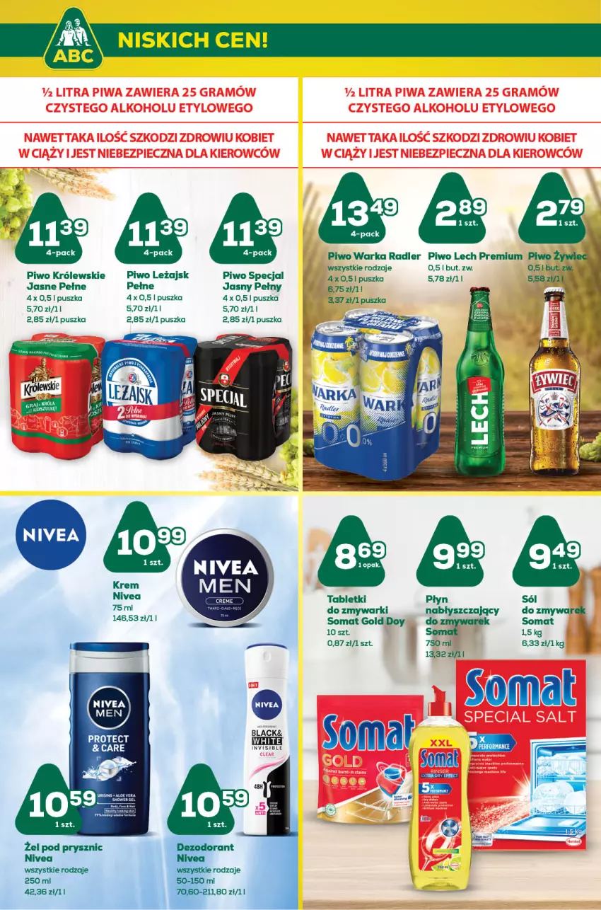 Gazetka promocyjna ABC - Gazetka - ważna 06.10 do 19.10.2022 - strona 8 - produkty: Gra, Królewski, Lack, Lech Premium, Nivea, Piwo, Radler, Somat, Somat gold, Tablet, Warka, Zmywarki