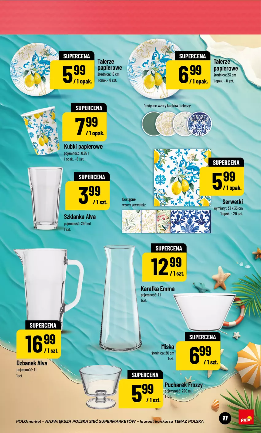 Gazetka promocyjna PoloMarket - Katalog NF Lato - ważna 24.06 do 27.08.2026 - strona 11 - produkty: Dzbanek, Karafka, Laur, Miska, Papier, Ser, Serwetki, Talerz, Tera