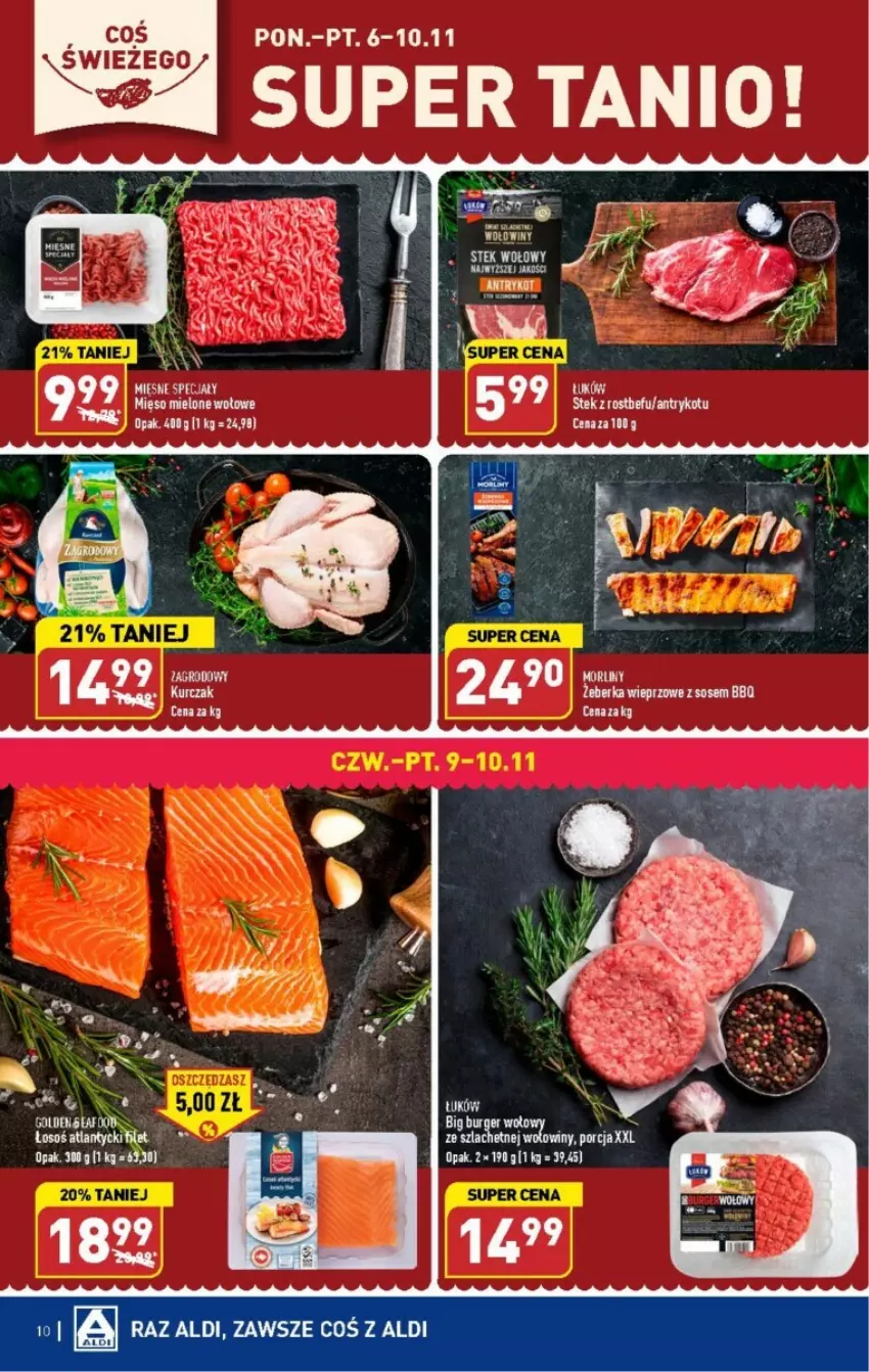 Gazetka promocyjna Aldi - ważna 06.11 do 10.11.2023 - strona 2 - produkty: Burger, Kurczak, Morliny, Por, Sos, Stek, Stek wołowy