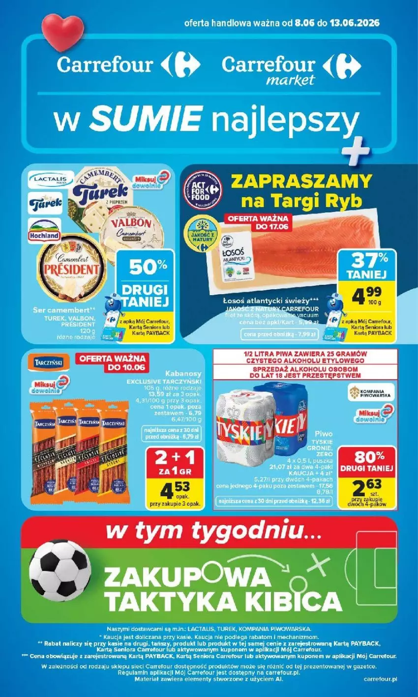 Gazetka promocyjna Carrefour - Gazetka od poniedziałku. Carrefour, Market w SUMIE najlepszy - ważna 08.06 do 13.06.2026 - strona 1 - produkty: Fa, Gra, Piwa, Piwo