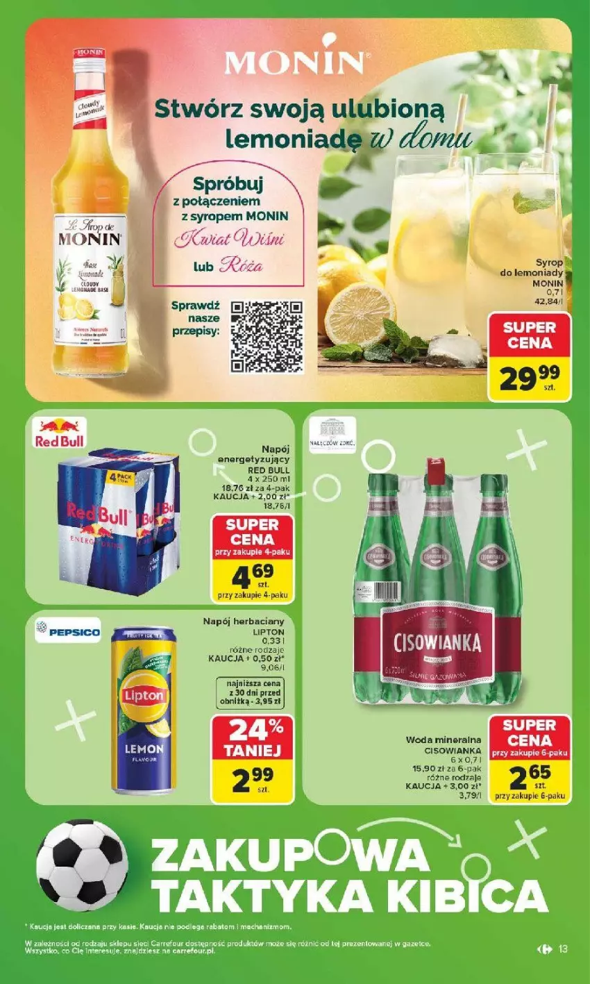 Gazetka promocyjna Carrefour - Gazetka od poniedziałku. Carrefour, Market w SUMIE najlepszy - ważna 08.06 do 13.06.2026 - strona 15 - produkty: Lipton, Napój, Red Bull, Syrop, Woda, Woda mineralna