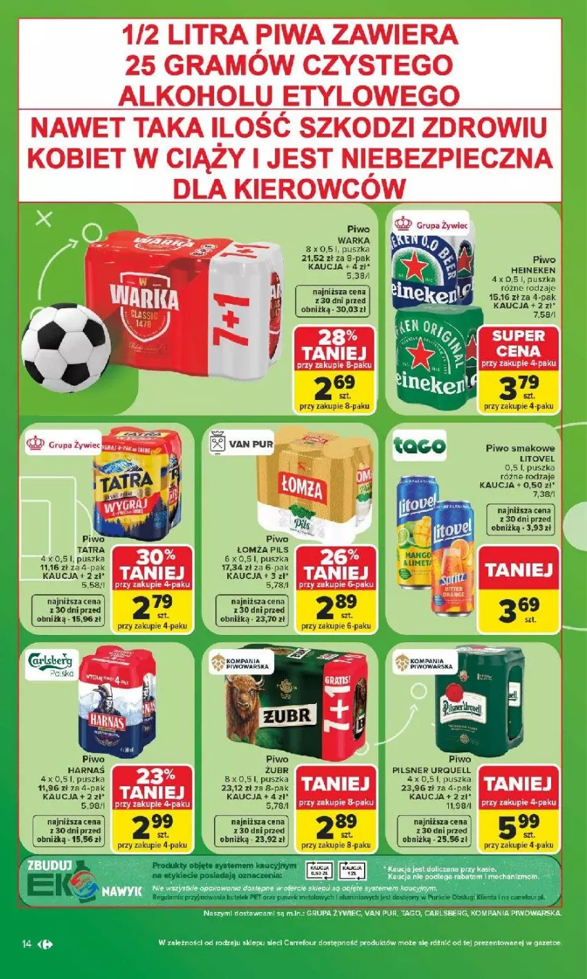 Gazetka promocyjna Carrefour - Gazetka od poniedziałku. Carrefour, Market w SUMIE najlepszy - ważna 08.06 do 13.06.2026 - strona 16 - produkty: Gra, Harnaś, Heineken, Piec, Pilsner Urquell, Piwa, Piwo, Pur, Tatra, Warka