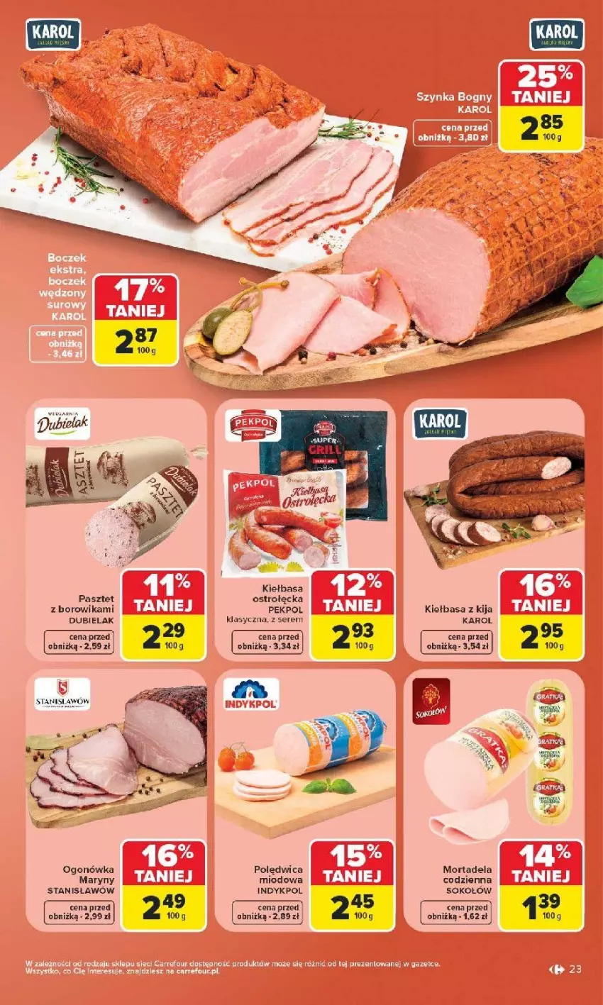Gazetka promocyjna Carrefour - Gazetka od poniedziałku. Carrefour, Market w SUMIE najlepszy - ważna 08.06 do 13.06.2026 - strona 25 - produkty: Fa, Kiełbasa, Ogonówka, Pasztet, Polędwica, Ser, Sok, Sokołów, Szynka