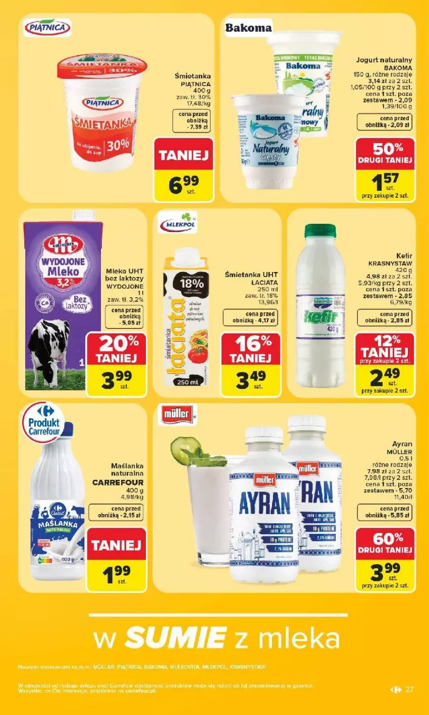Gazetka promocyjna Carrefour - Gazetka od poniedziałku. Carrefour, Market w SUMIE najlepszy - ważna 08.06 do 13.06.2026 - strona 29 - produkty: Bakoma, Jogurt, Jogurt naturalny, Kefir, Maślanka
