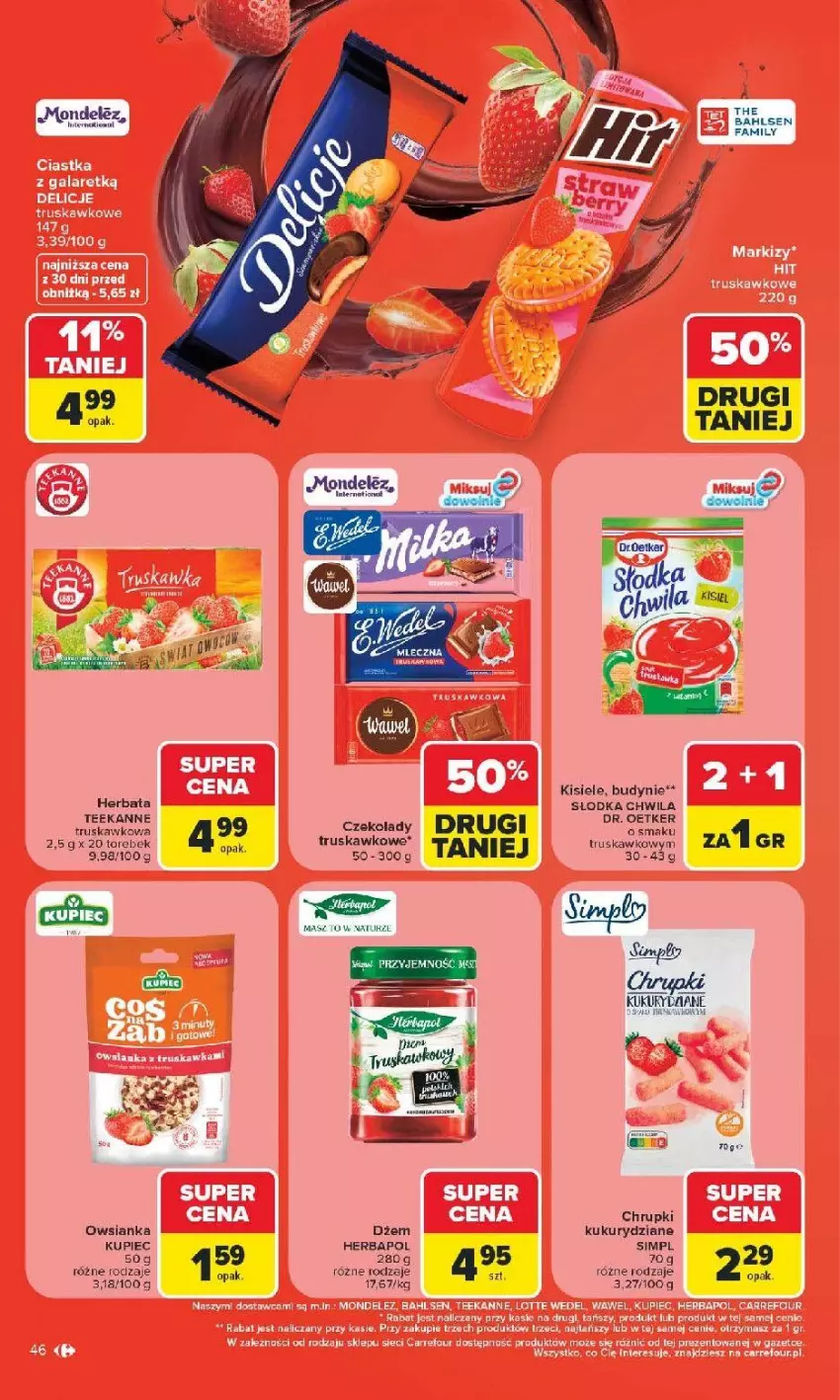Gazetka promocyjna Carrefour - Gazetka od poniedziałku. Carrefour, Market w SUMIE najlepszy - ważna 08.06 do 13.06.2026 - strona 48 - produkty: Chrupki, Dżem, Fa, Herbapol, Herbata, Kisiel, Kupiec, LG, Owsianka, Piec