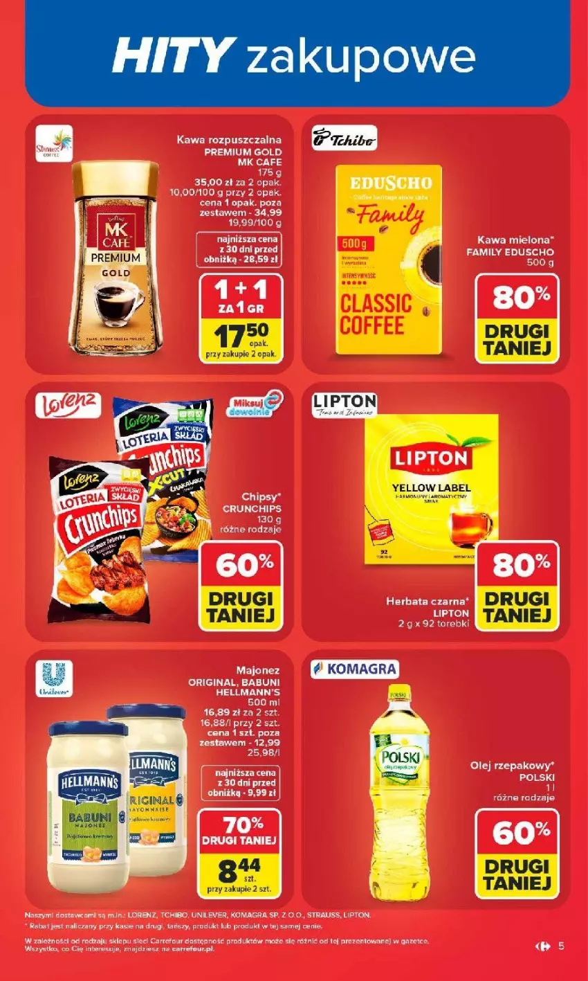 Gazetka promocyjna Carrefour - Gazetka od poniedziałku. Carrefour, Market w SUMIE najlepszy - ważna 08.06 do 13.06.2026 - strona 7 - produkty: Babuni, Chipsy, Crunchips, Fa, Gin, Gra, Herbata, Herbata czarna, Kawa, Kawa mielona, Lipton, Lorenz, Majonez, Tchibo