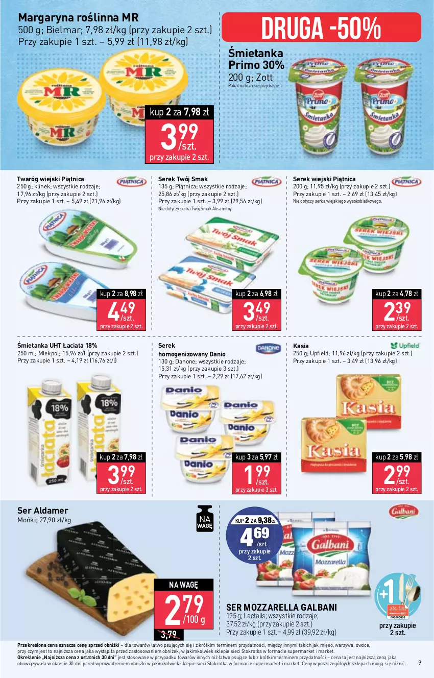 Gazetka promocyjna Stokrotka - Market - ważna 09.11 do 15.11.2023 - strona 10 - produkty: Aksam, Danio, Danone, Galbani, Kasia, Margaryna, Mięso, Mozzarella, Owoce, Piątnica, Ser, Serek, Serek homogenizowany, Serek wiejski, Sok, Twaróg, Twój Smak, Warzywa, Zott