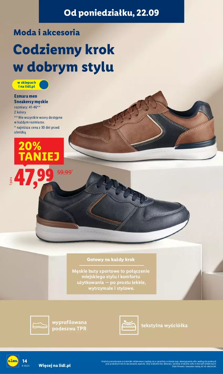 Gazetka promocyjna Lidl - GAZETKA - ważna 22.09 do 27.09.2025 - strona 14 - produkty: Buty, Moda, Por, Sneakersy, Sport