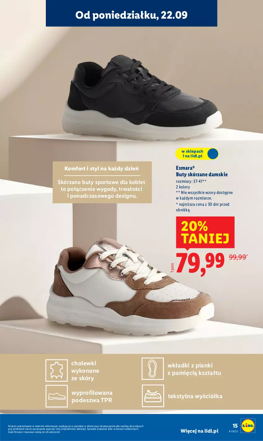 Gazetka promocyjna Lidl - GAZETKA - ważna 22.09 do 27.09.2025 - strona 15 - produkty: Buty, Por, Sport, Wkładki