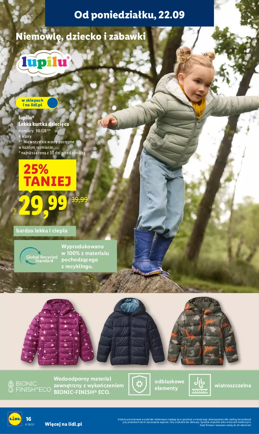 Gazetka promocyjna Lidl - GAZETKA - ważna 22.09 do 27.09.2025 - strona 16 - produkty: Dzieci, Finish, Kurtka, Kurtka dziecięca, Por
