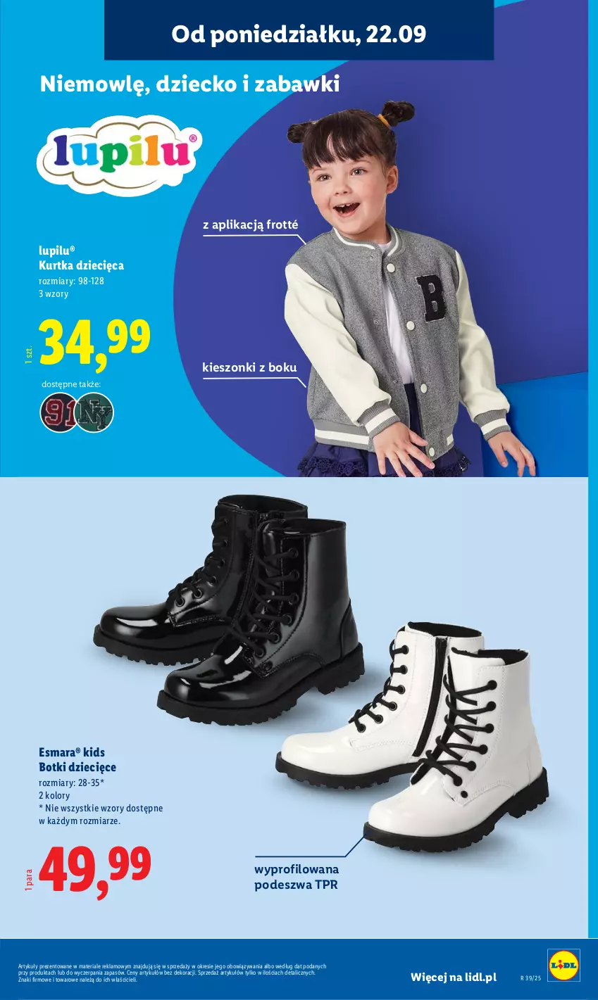 Gazetka promocyjna Lidl - GAZETKA - ważna 22.09 do 27.09.2025 - strona 17 - produkty: Botki, Dzieci, Kurtka, Kurtka dziecięca