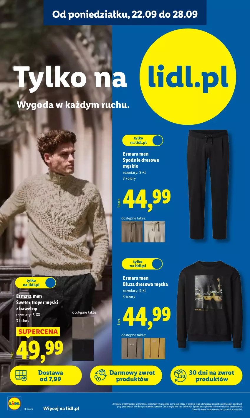 Gazetka promocyjna Lidl - GAZETKA - ważna 22.09 do 27.09.2025 - strona 20 - produkty: Bluza, Bluza dresowa, Dres, Spodnie, Spodnie dresowe, Sweter