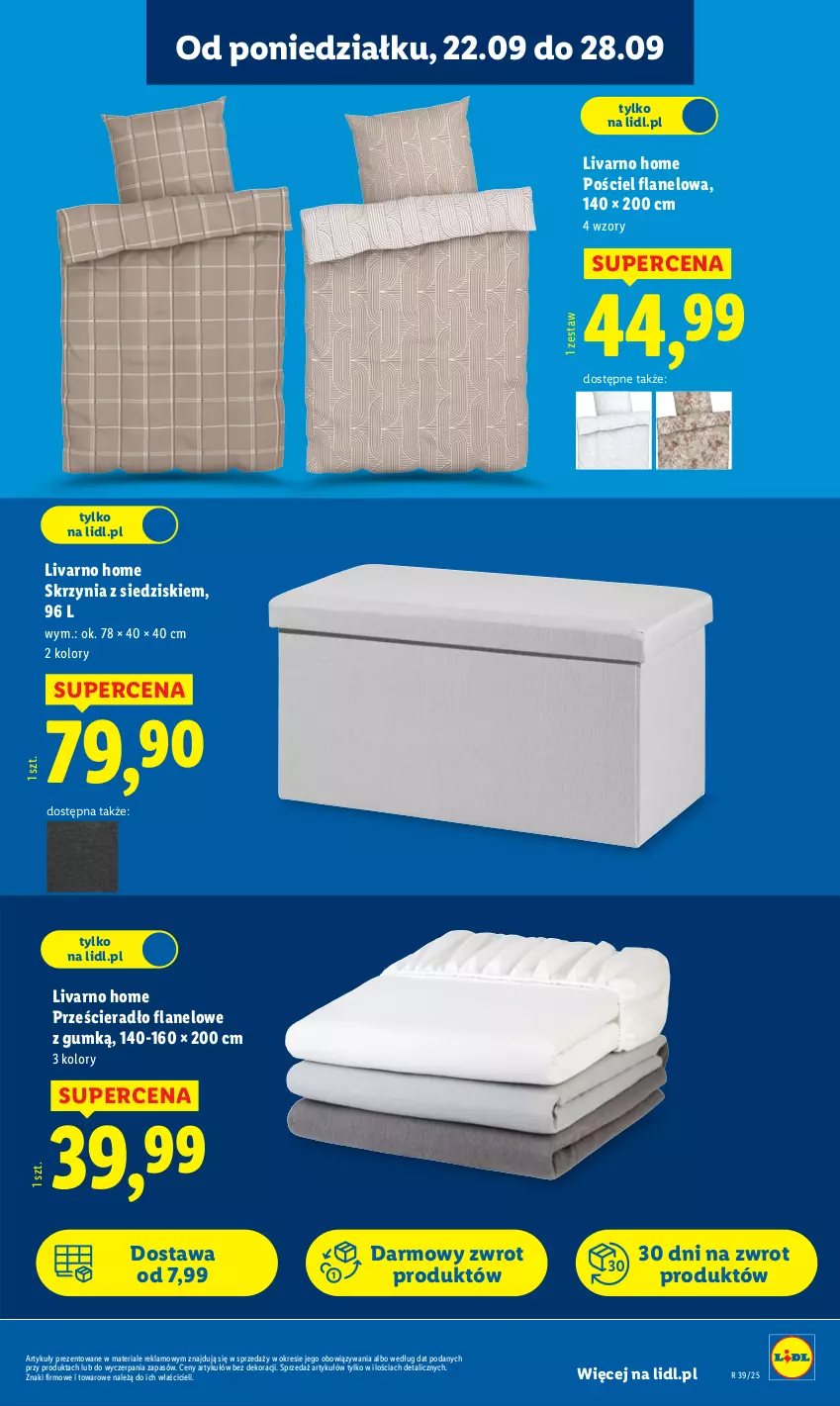 Gazetka promocyjna Lidl - GAZETKA - ważna 22.09 do 27.09.2025 - strona 21 - produkty: Ivar, Pościel, Pościel flanelowa, Prześcieradło