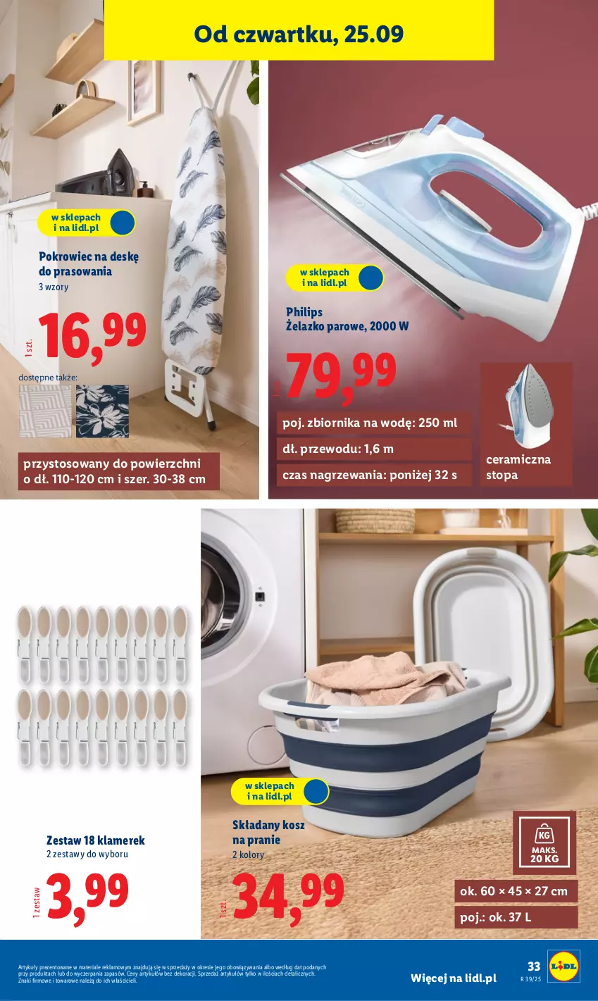 Gazetka promocyjna Lidl - GAZETKA - ważna 22.09 do 27.09.2025 - strona 39 - produkty: Kosz, Philips, Pokrowiec, Pokrowiec na deskę, Top