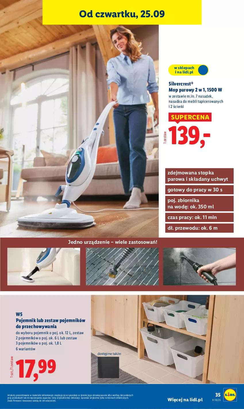 Gazetka promocyjna Lidl - GAZETKA - ważna 22.09 do 27.09.2025 - strona 41 - produkty: Mop, Mop parowy, Pojemnik, Silvercrest, Top