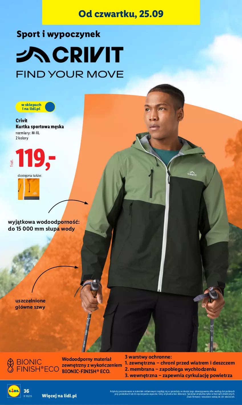 Gazetka promocyjna Lidl - GAZETKA - ważna 22.09 do 27.09.2025 - strona 42 - produkty: Finish, Kurtka, Por, Sport