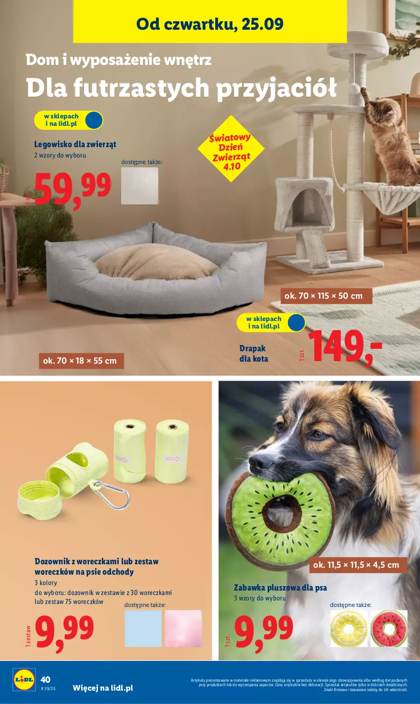 Gazetka promocyjna Lidl - GAZETKA - ważna 22.09 do 27.09.2025 - strona 46 - produkty: Dozownik, Drapak, LEGO, Legowisko, Zabawka