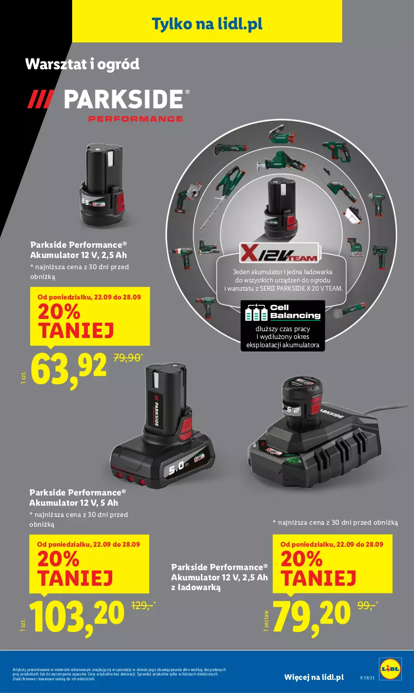 Gazetka promocyjna Lidl - GAZETKA - ważna 22.09 do 27.09.2025 - strona 47 - produkty: Akumulator, Ogród, Parkside, Ser, Warka