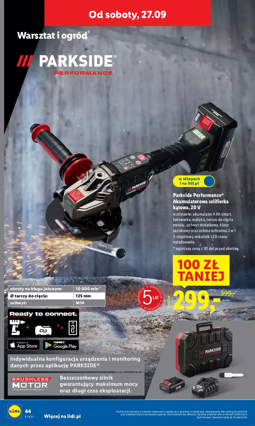 Gazetka promocyjna Lidl - GAZETKA - ważna 22.09 do 27.09.2025 - strona 52 - produkty: Akumulator, Monitor, Ogród, Parkside, Szlifierka, Szlifierka kątowa, Top, Walizka, Warka