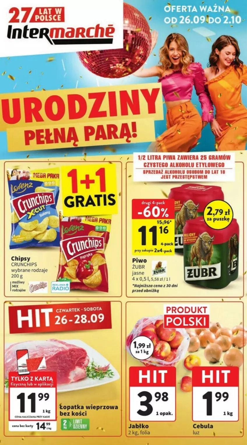 Gazetka promocyjna Intermarche - ważna 26.09 do 02.10.2024 - strona 1 - produkty: Crunchips, Piwo