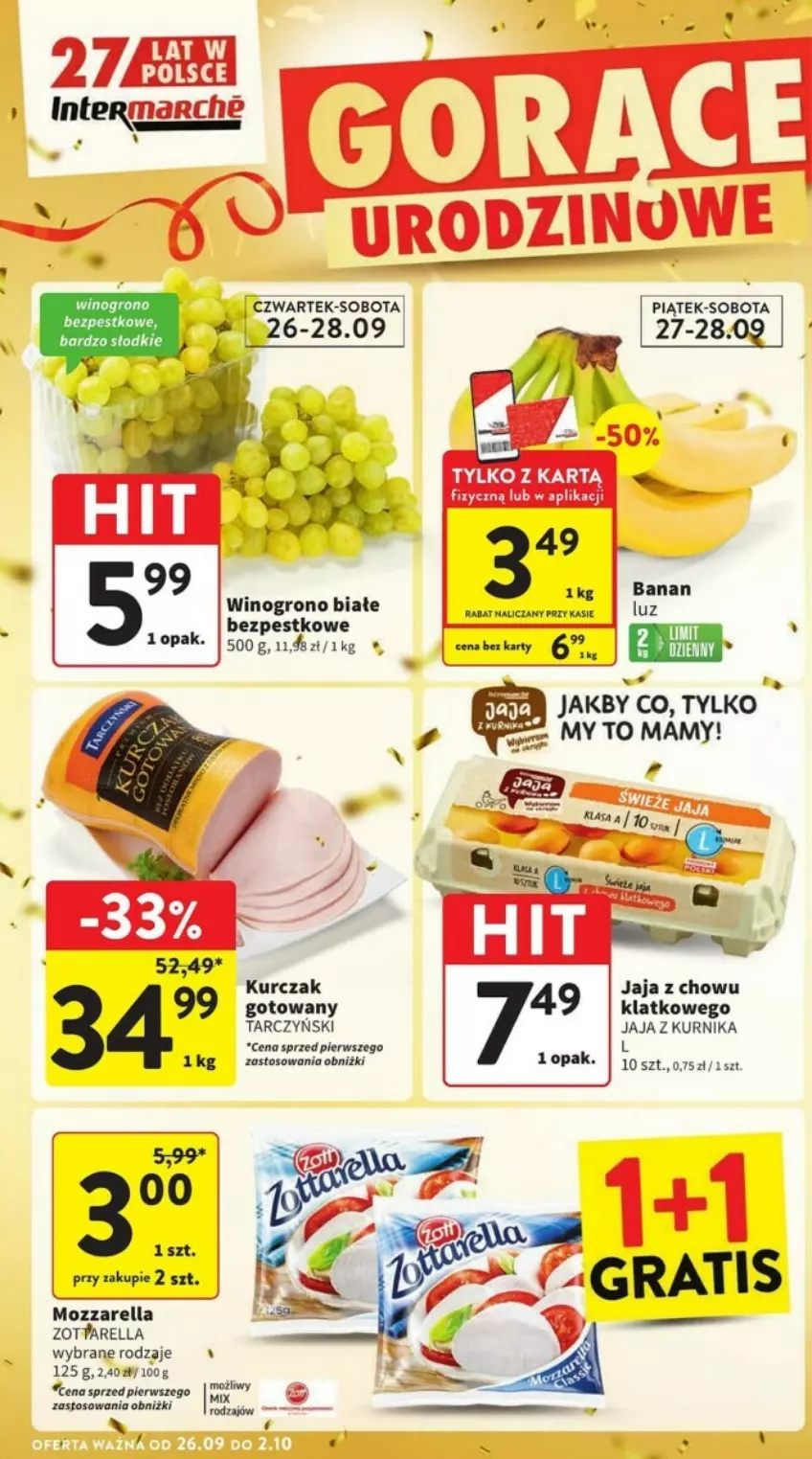 Gazetka promocyjna Intermarche - ważna 26.09 do 02.10.2024 - strona 4 - produkty: Jaja, Kurczak, Mozzarella, Tarczyński, Wino