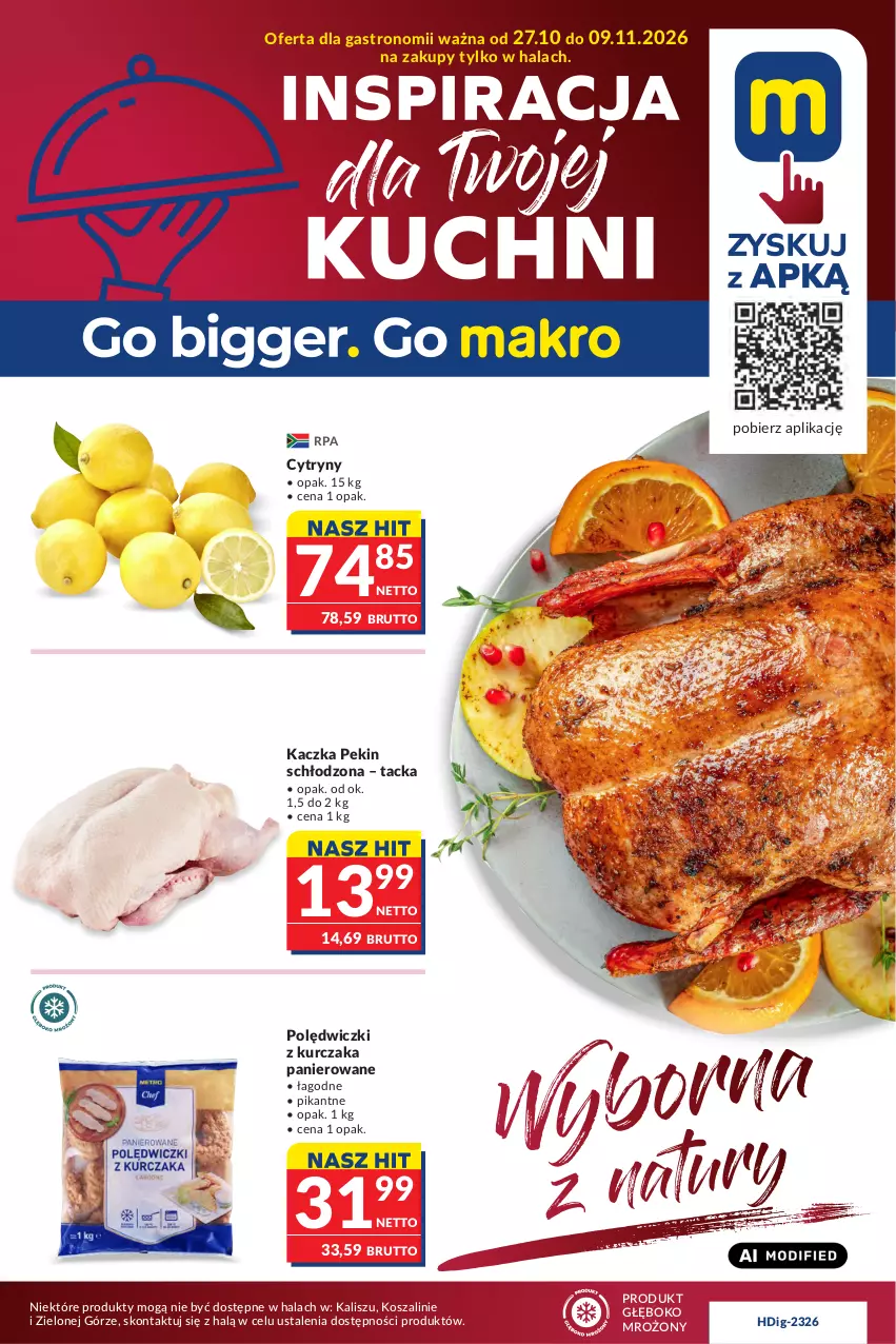 Gazetka promocyjna Makro - Oferta dla Gastronomii - ważna 27.10 do 09.11.2026 - strona 1 - produkty: Cytryny, Kaczka, Kosz, Kurczak, O nas, Polędwiczki z kurczaka, Szal