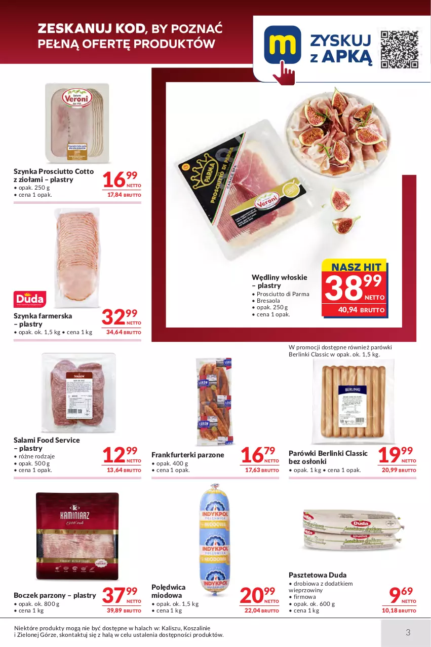 Gazetka promocyjna Makro - Oferta dla Gastronomii - ważna 27.10 do 09.11.2026 - strona 3 - produkty: Berlinki, Boczek, Bresaola, Duda, Fa, Frankfurterki, Kosz, Parówki, Pasztet, Polędwica, Prosciutto, Salami, Ser, Szal, Szynka, Szynka farmerska