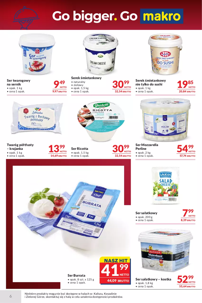 Gazetka promocyjna Makro - Oferta dla Gastronomii - ważna 27.10 do 09.11.2026 - strona 6 - produkty: Burrata, Kosz, Mozzarella, Ricotta, Sałat, Ser, Ser twarogowy, Serek, Sushi, Szal, Twaróg, Twaróg półtłusty