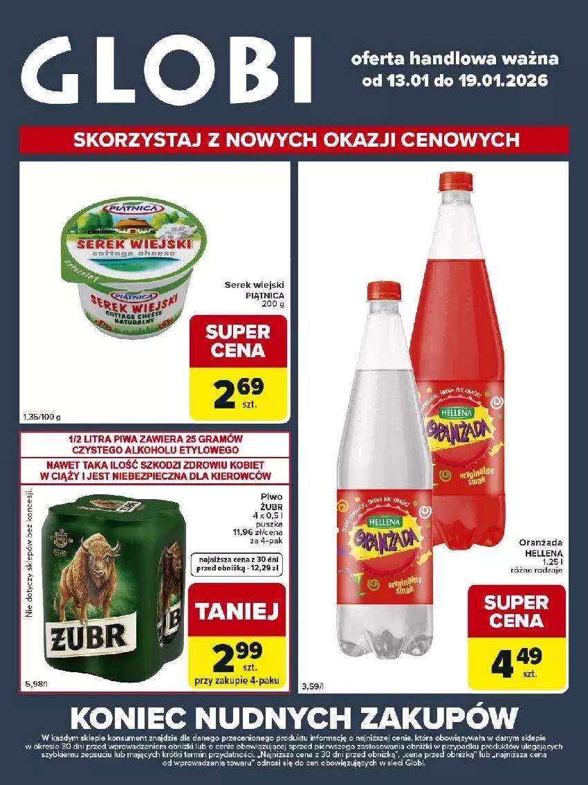 Gazetka promocyjna Carrefour - Gazetka Globi - ważna 13.01 do 19.01.2026 - strona 1 - produkty: Gra, Hellena, Piątnica, Piec, Piwa, Ser, Serek, Serek wiejski