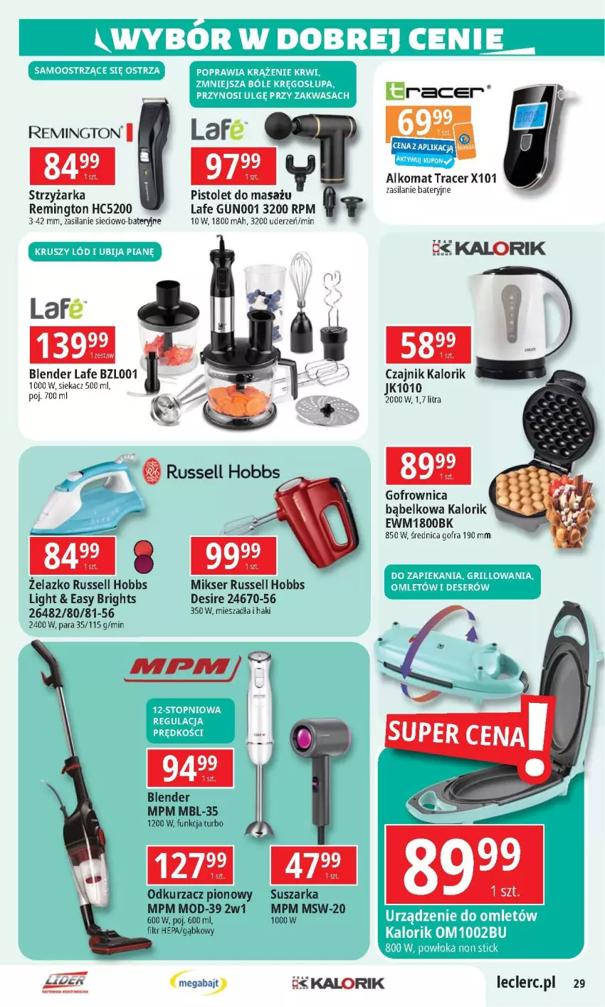 Gazetka promocyjna E Leclerc - ważna 17.09 do 28.09.2024 - strona 28 - produkty: Acer, Alkomat, Blender, Czajnik, Gofrownica, Mikser, Odkurzacz, Pistolet, Remington, Ser, Silan, Suszarka