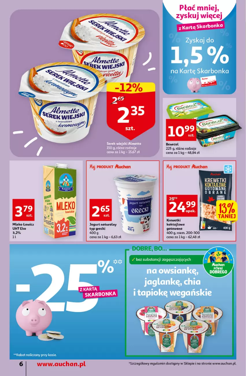 Gazetka promocyjna Auchan - Gazetka Koszyk Oszczędności Auchan Supermarkety - ważna 06.10 do 12.10.2022 - strona 6 - produkty: Jogurt, Jogurt naturalny, Mleko