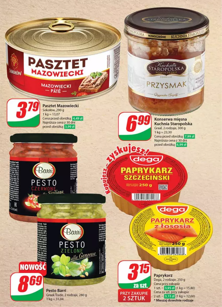 Gazetka promocyjna Dino - Gazetka 37 / 2024 - ważna 11.09 do 17.09.2024 - strona 23 - produkty: Dega, Gra, Graal, Papryka, Paprykarz, Pasztet, Pesto, Ser, Sok, Sokołów