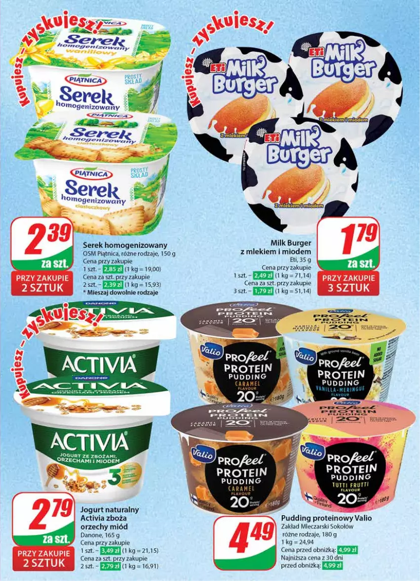 Gazetka promocyjna Dino - Gazetka 37 / 2024 - ważna 11.09 do 17.09.2024 - strona 37 - produkty: Activia, Burger, Danone, Fa, Jogurt, Jogurt naturalny, Miód, Piątnica, Por, Pudding, Ser, Serek, Serek homogenizowany, Sok, Sokołów