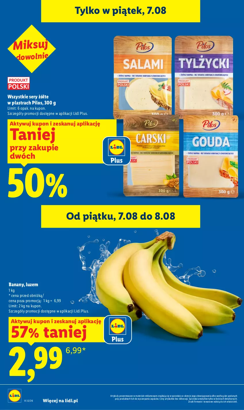 Gazetka promocyjna Lidl - Gazetka ważna od 6.08 do 8.08 - ważna 06.08 do 08.08.2026 - strona 12 - produkty: Banany, Pilos, Ser