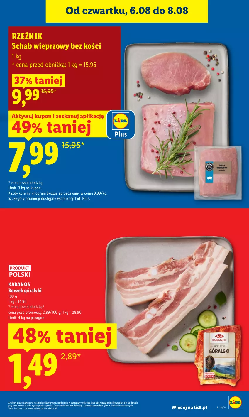 Gazetka promocyjna Lidl - Gazetka ważna od 6.08 do 8.08 - ważna 06.08 do 08.08.2026 - strona 13 - produkty: Boczek, Gra, Kabanos, Olej, Schab wieprzowy