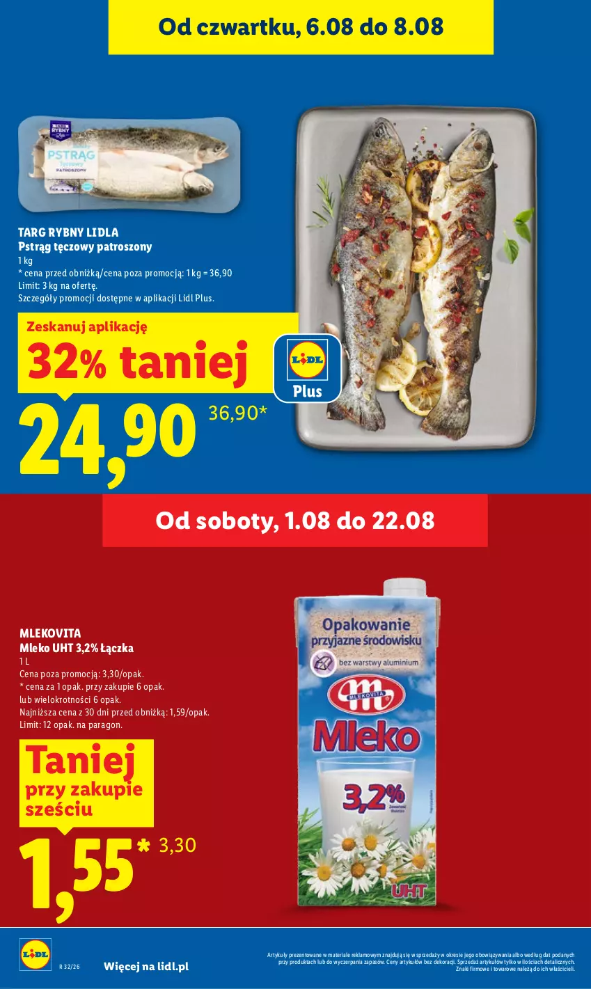 Gazetka promocyjna Lidl - Gazetka ważna od 6.08 do 8.08 - ważna 06.08 do 08.08.2026 - strona 14 - produkty: Mleko, Mlekovita, Pstrąg, Pstrąg tęczowy